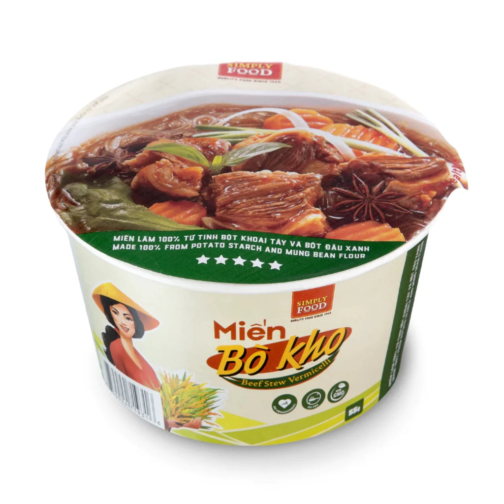 Instant Beef Stew Glass Noodle 9 Bowls 55g Fork Included M832089