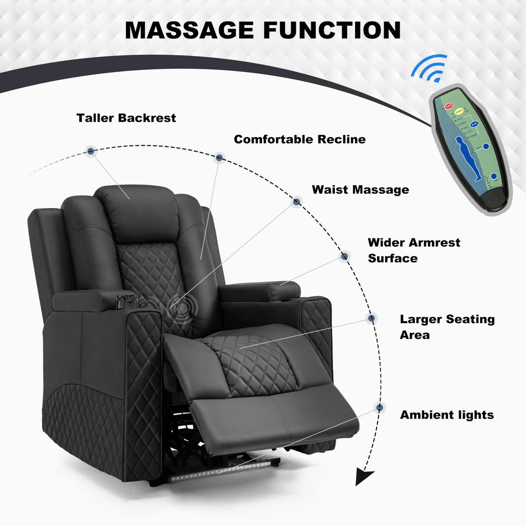Black PU Leather Massage Recliner Chair H13478
