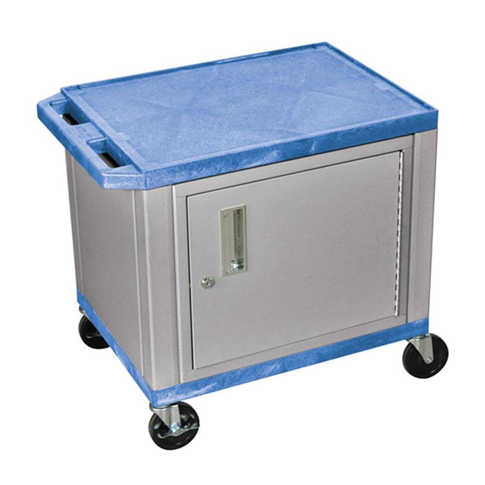 Blue 26x22 AV Cart with 2 Shelves and Cabinet D198