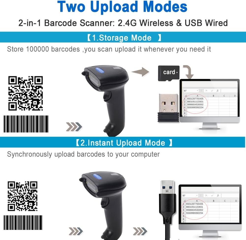 Wireless 2D Barcode Scanner Portable Rechargeable K780