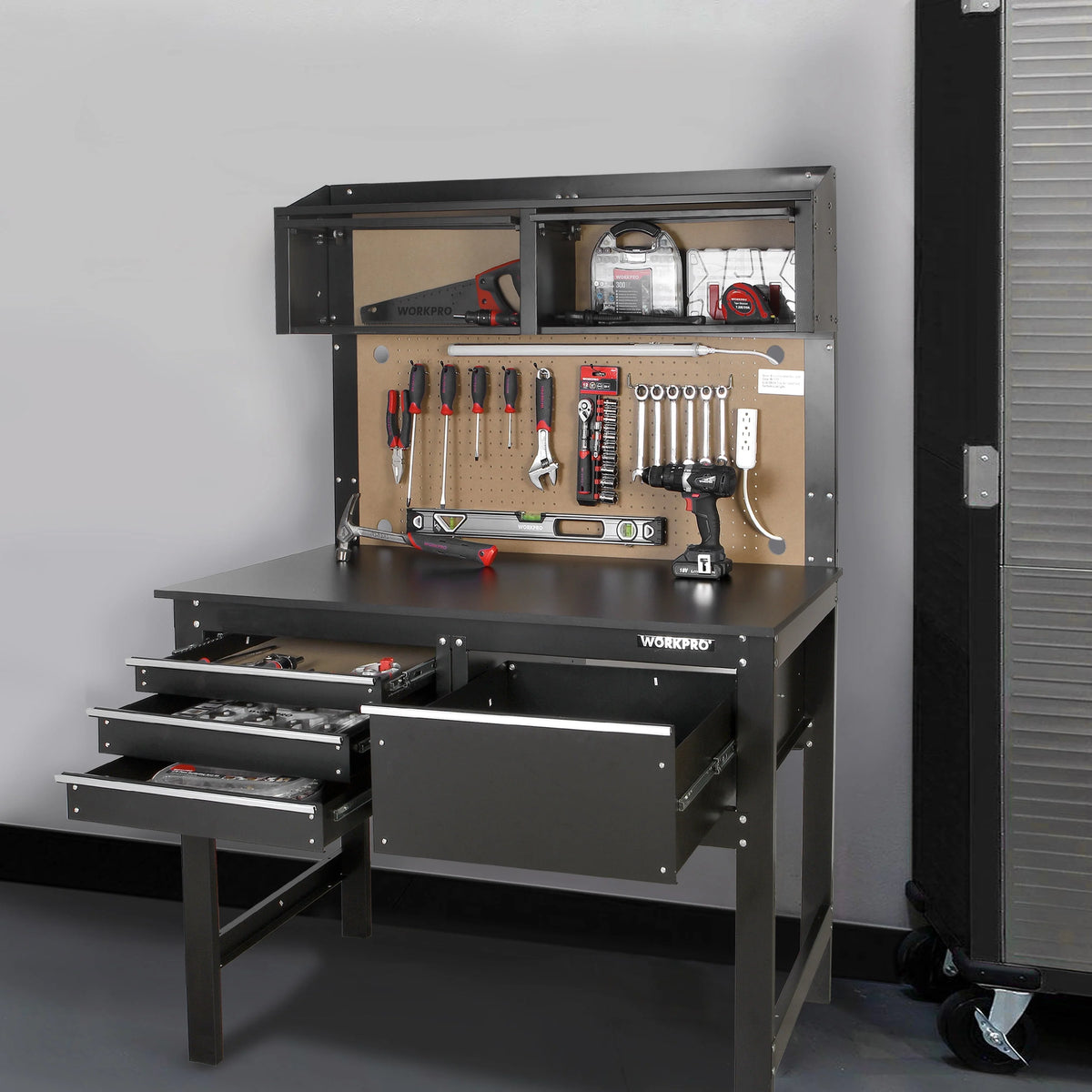 48-inch Steel Wood Workbench and Cabinet Combo F1906