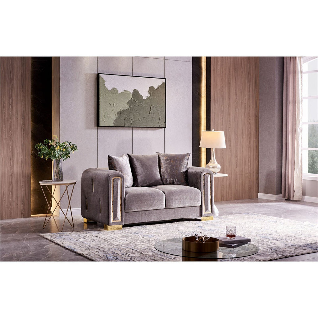 Gray Velvet 2Pc Living Room Set I3548