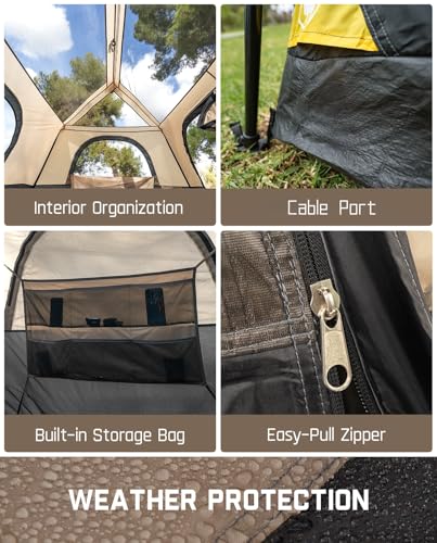 Khaki Instant Cabin Tent with Rainfly & Carry Bag R783