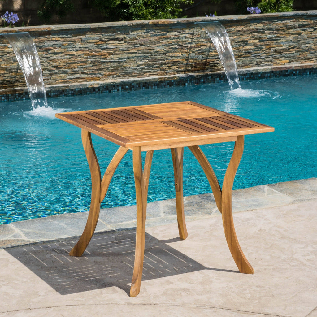 Gray Acacia Wood Square Dining Table K78811