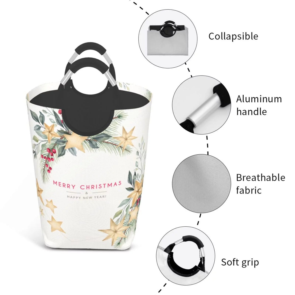 Collapsible Laundry Basket Hamper with Aluminum Handle, 50L V343