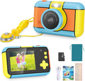 Blue and Yellow 24MP Dual Lens Kids Digital Camera with 32G SD Card I8672