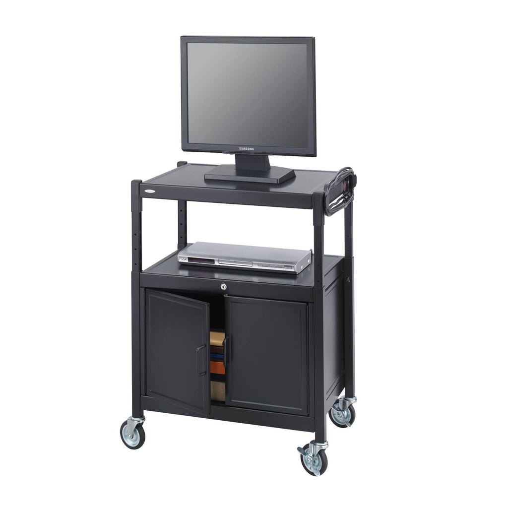 Steel Adjustable AV Cart with Cabinet D369954