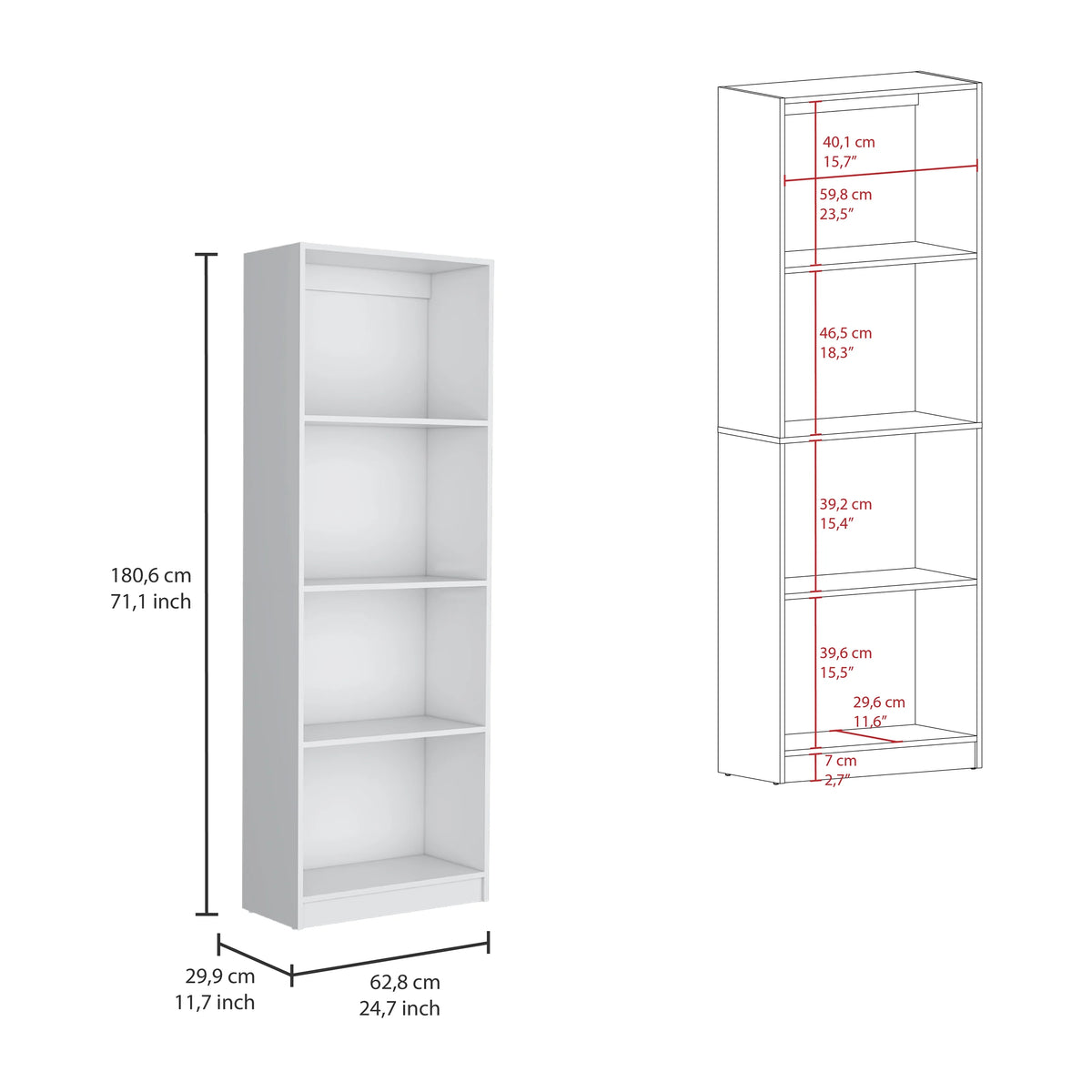 White 3 Piece Living Room Set with 3 Bookcases Y424
