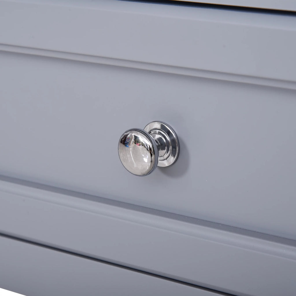 Accent End Table with Gray Tabletop, Storage Drawer, and Bottom Shelf B388