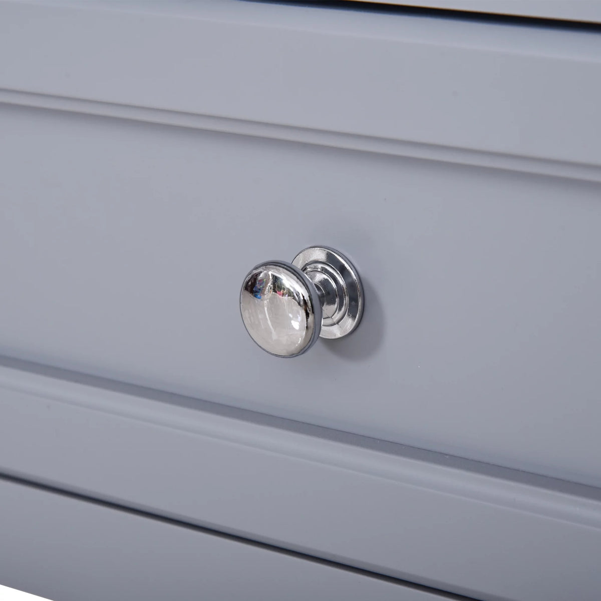 Accent End Table with Gray Tabletop, Storage Drawer, and Bottom Shelf B388