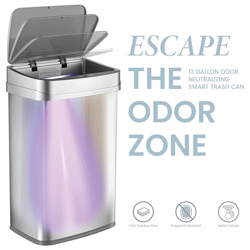 13 Gallon Stainless Steel Automatic Kitchen Trash Can X808