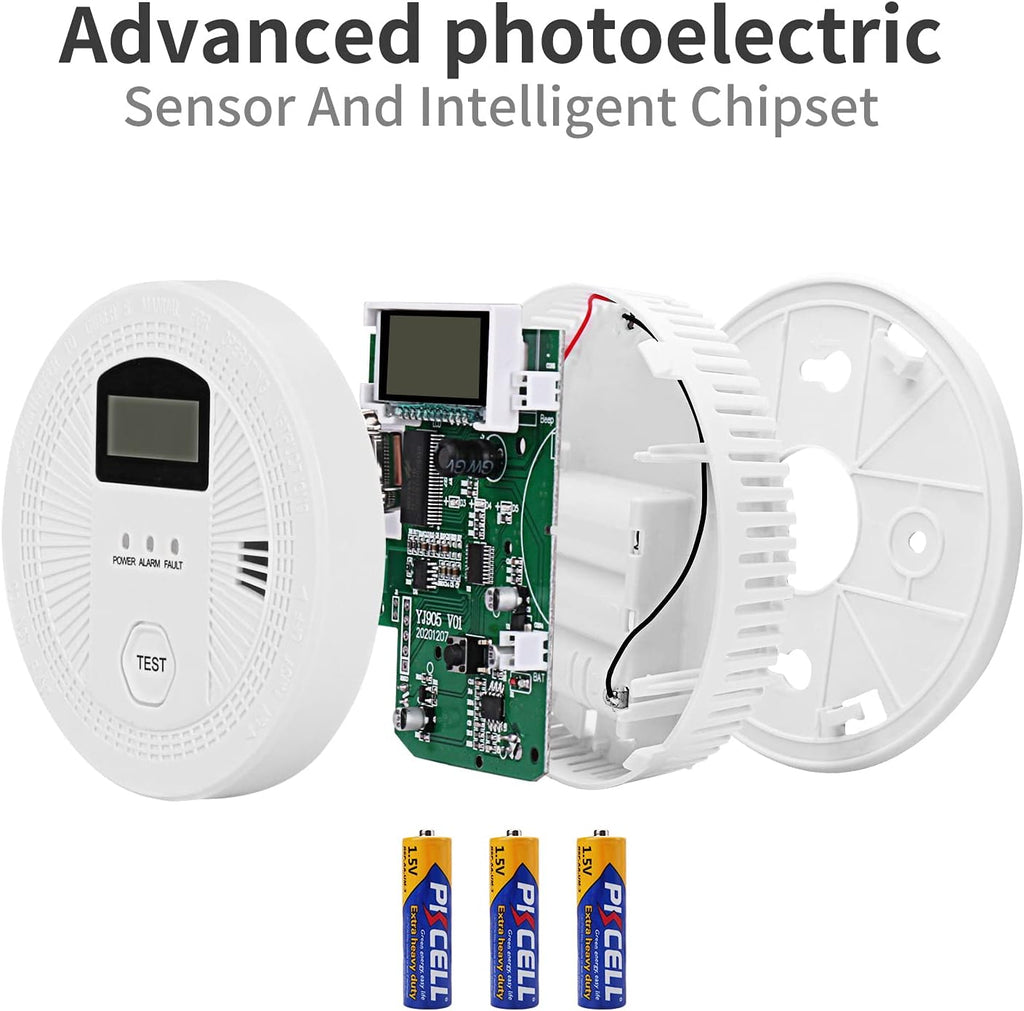 3 Pack Smoke and Carbon Monoxide Detector with LCD Display V62540