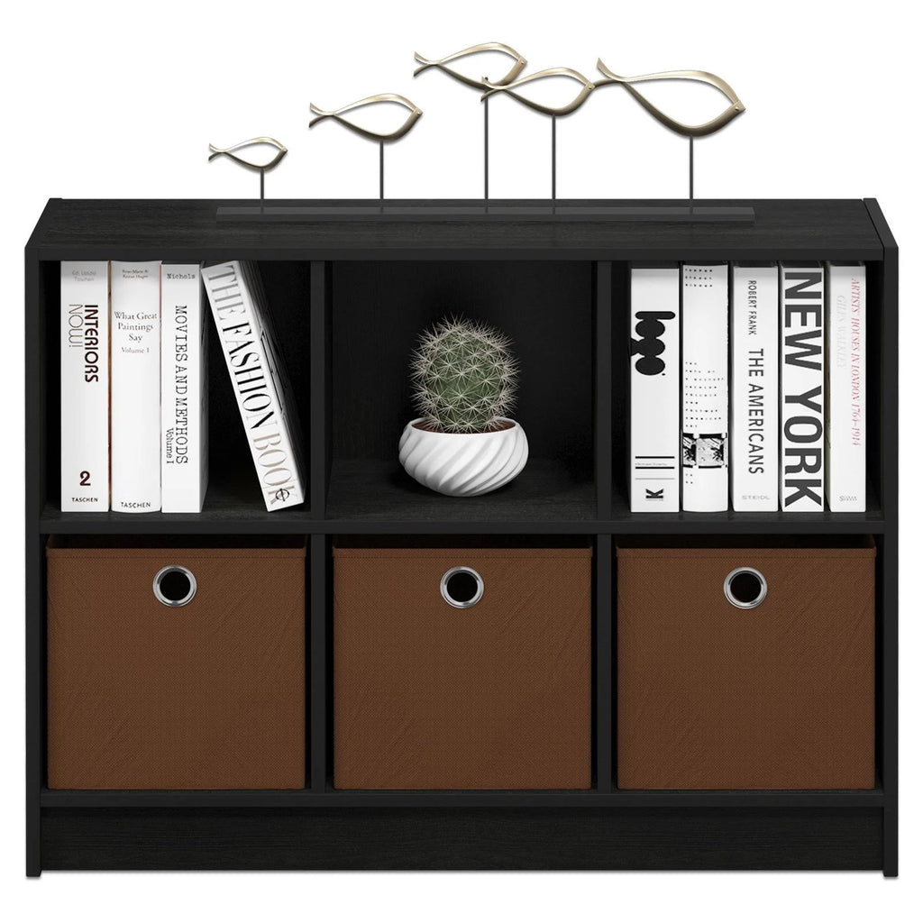 Americano Medium Brown 3x2 Bookcase Storage with Bins O420960