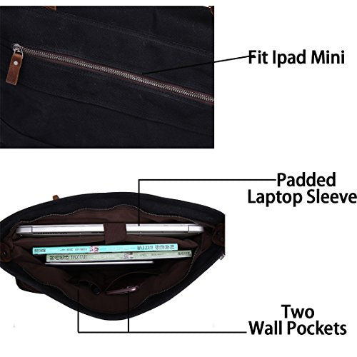 Waxed Canvas Leather Laptop Messenger Bag 15.6" B49250