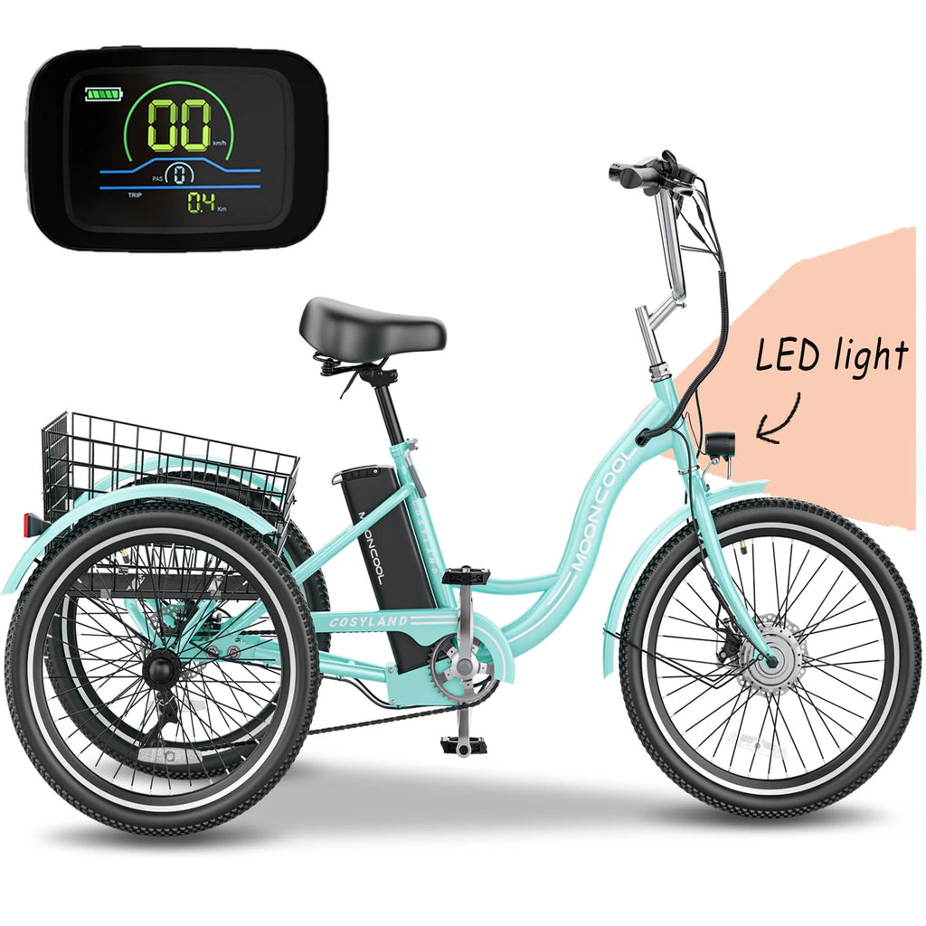 Adult Electric Tricycle, 3 Wheel Electric Bike, 7-Speed, Removable Lithium Battery K4021