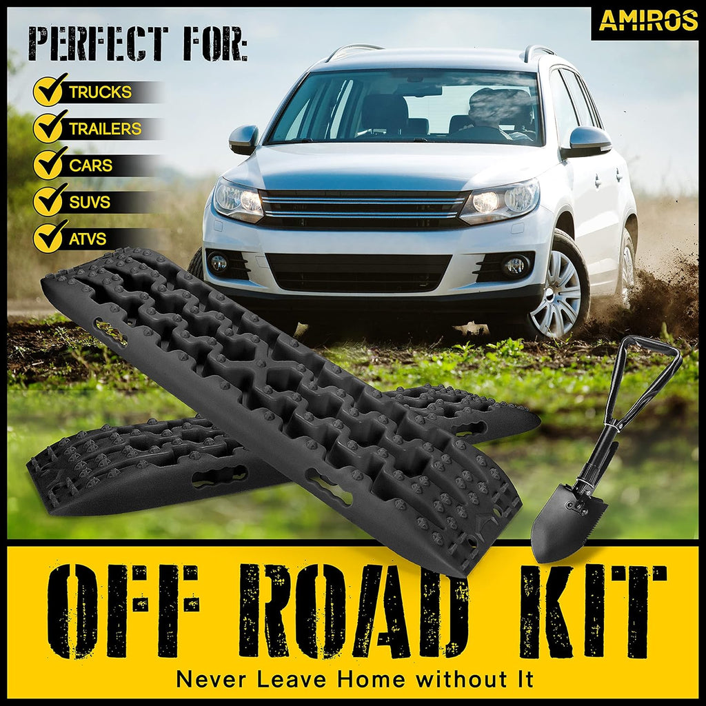 Traction Board with Folding Shovel, 10T Capacity, Set of 2 Tracks with Trowel & Travel Bag G8597