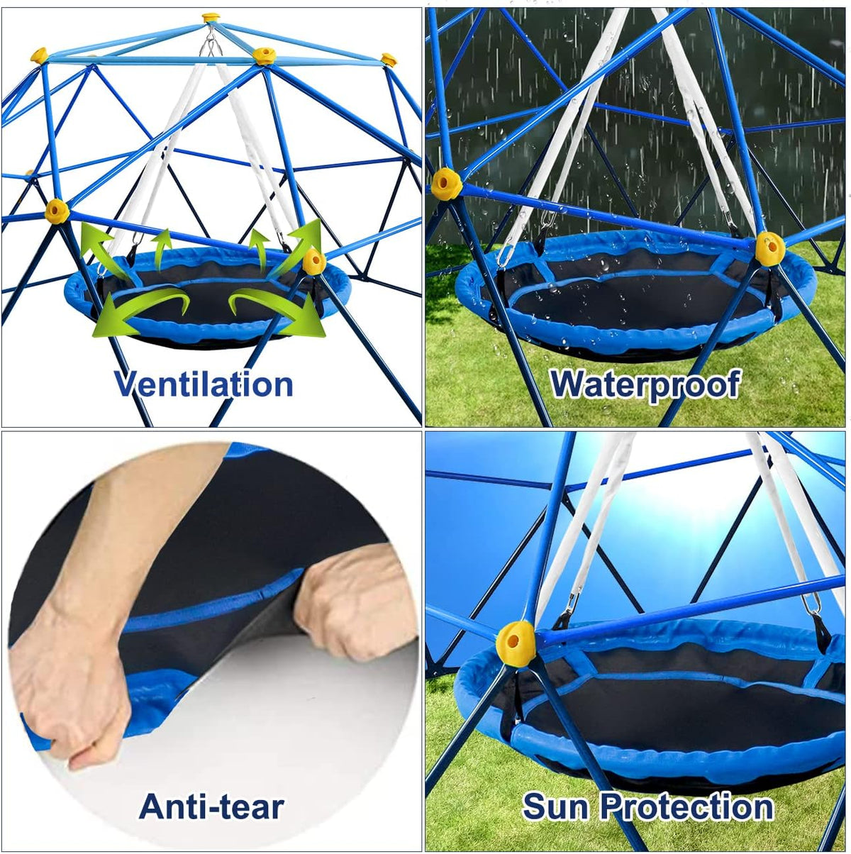 10ft Climbing Dome with Net Chair, Rust & Uv Resistant, Supporting 1000lbs B126170