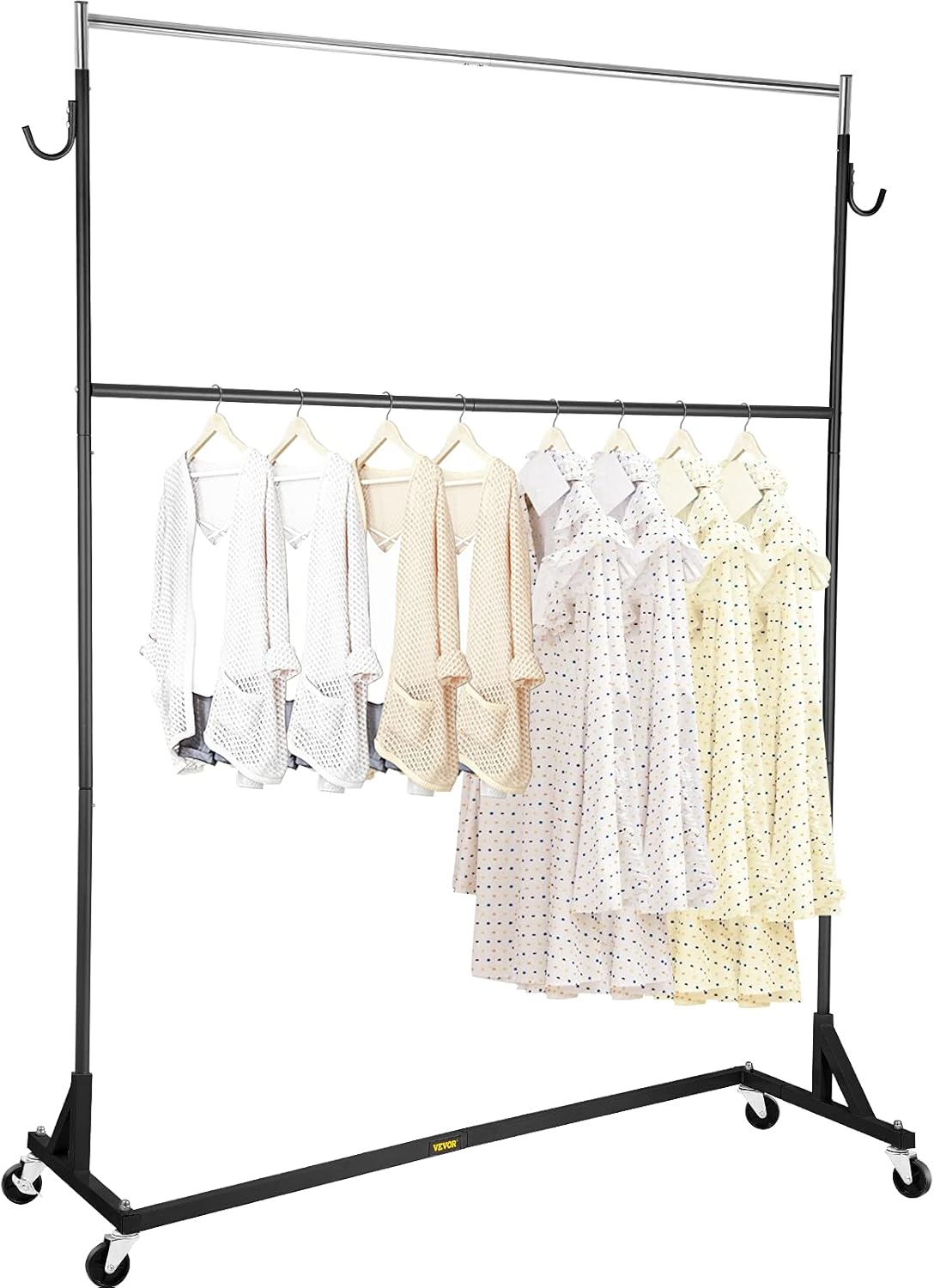 Height Adjustable Rolling Steel Garment Rack with Lockable Casters A649683
