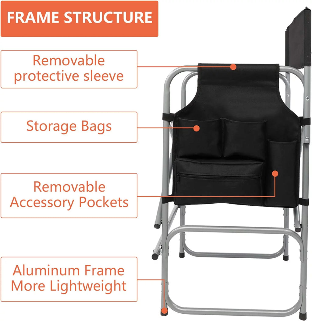 26" Tall Folding Directors Chair with Side Table T1262