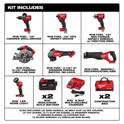 18V Lithium-Ion Brushless Cordless Combo Kit with 5.0Ah Batteries and Charger C47336
