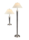 Table and Floor Lamps Set Brushed Steel Espresso Finish E6769