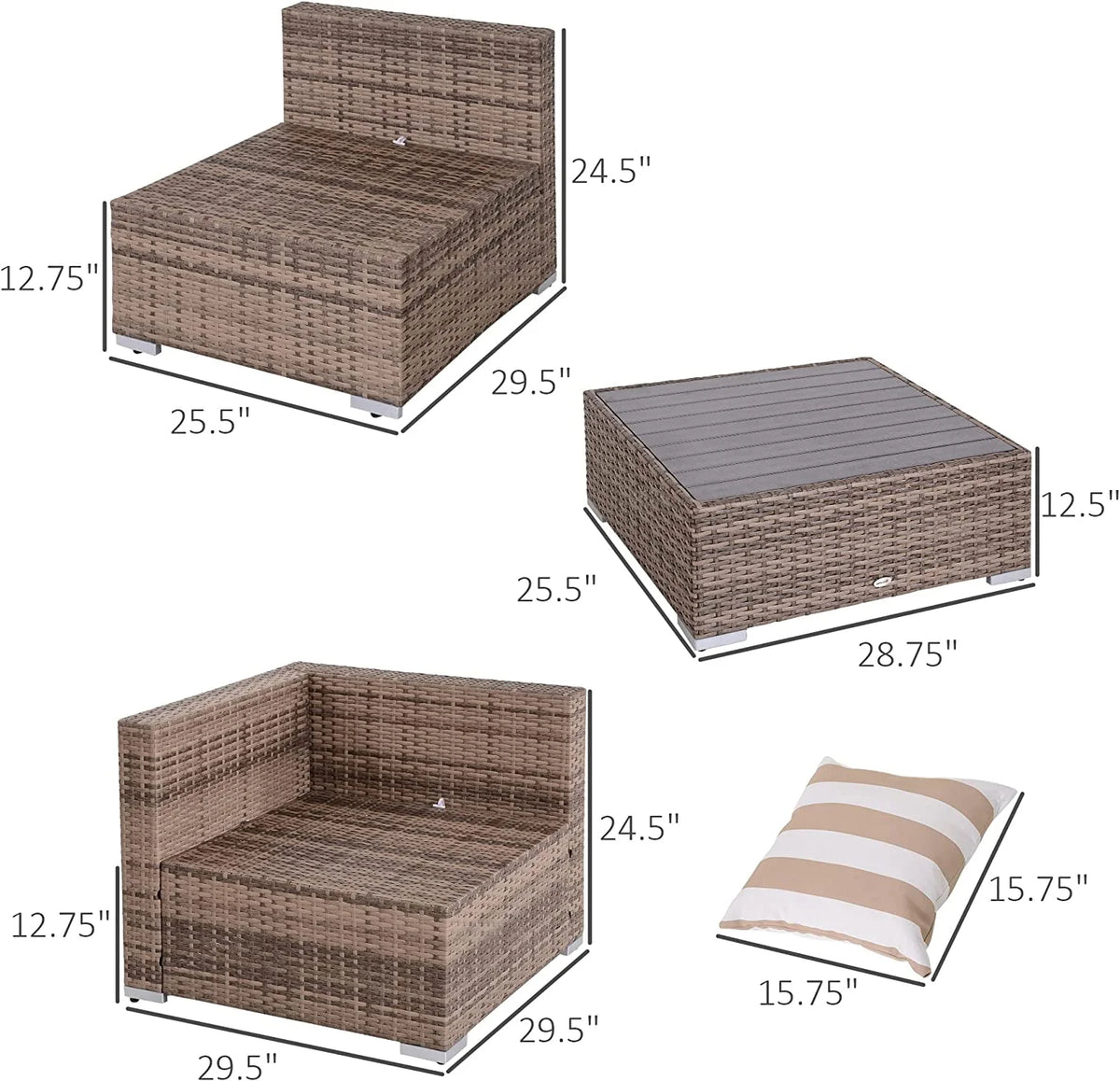 7pc Gray Wicker Patio Furniture K709