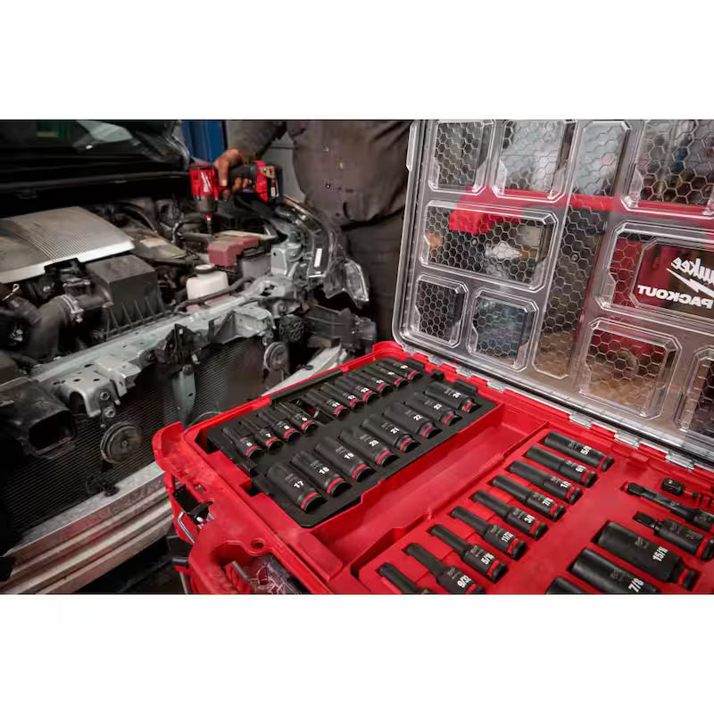 3/8 in. Drive Metric and SAE Deep Well Impact Socket Set 36-Piece E70819