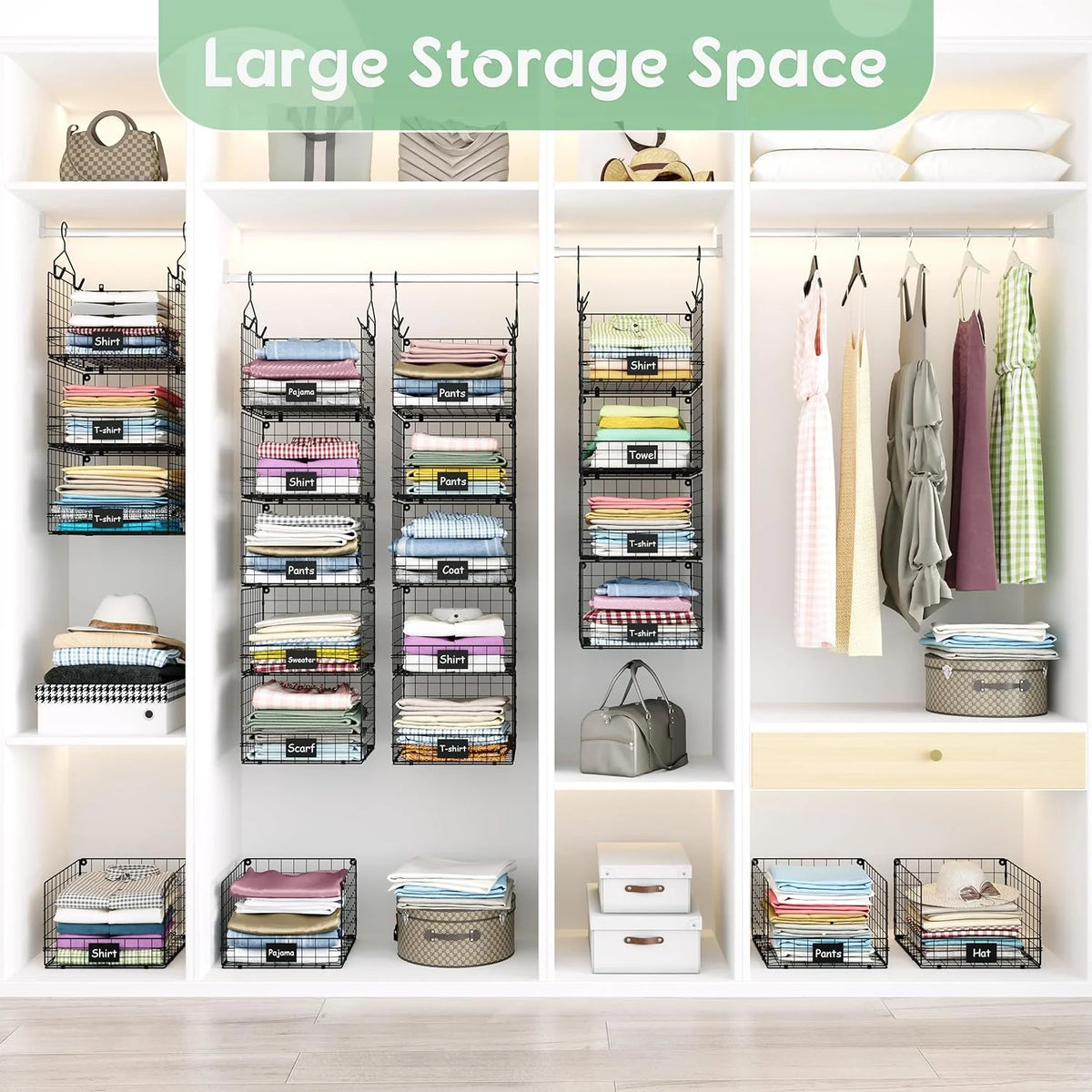 5 Tiers Hanging Closet Shelves Organizer with S Hooks R78667