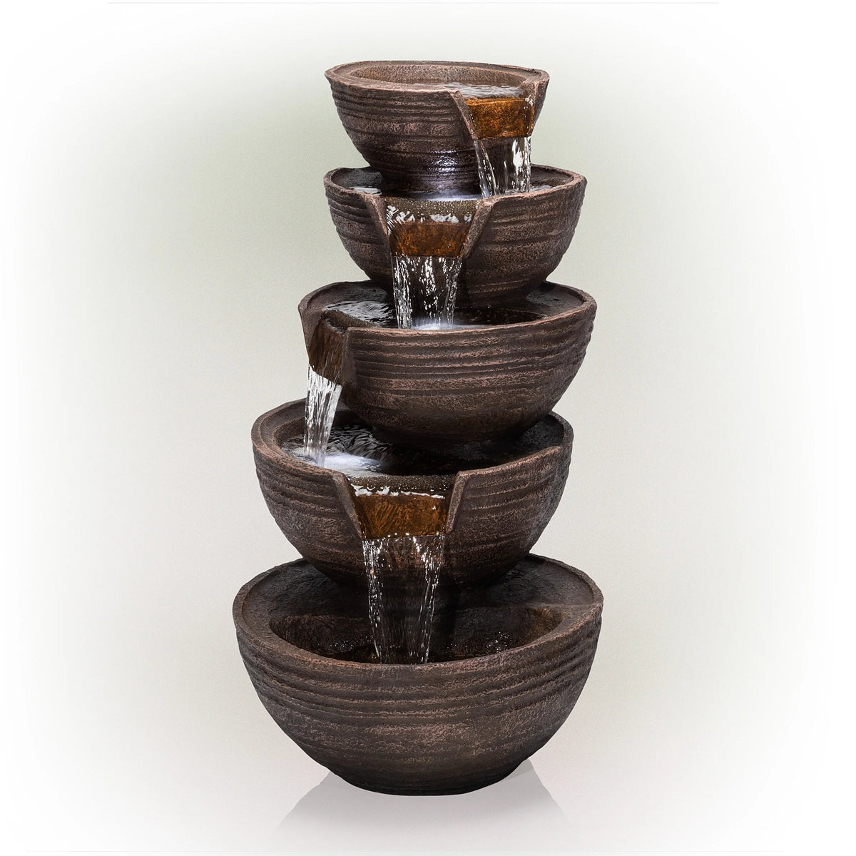 34" Tall Outdoor 5-Tier Cascading Waterfall Fountain with LED Lights D796