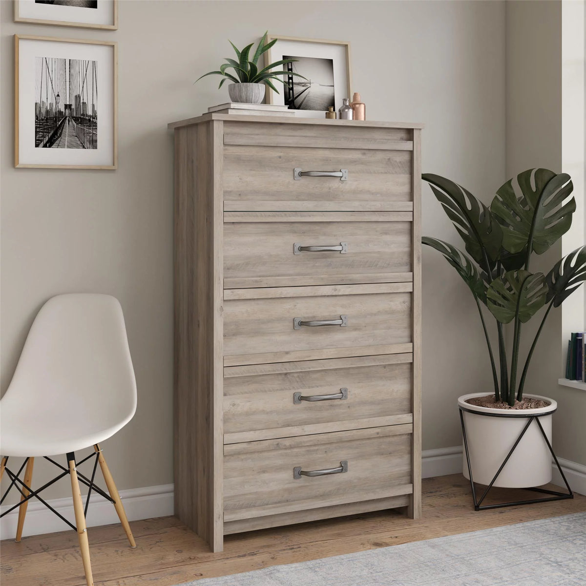 5 Drawer Ivory Oak Dresser E613426