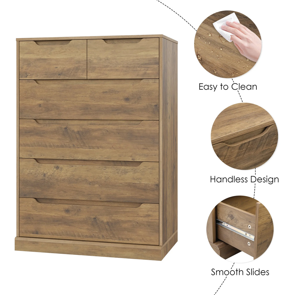 White 6 Drawer Wood Dresser Y62728