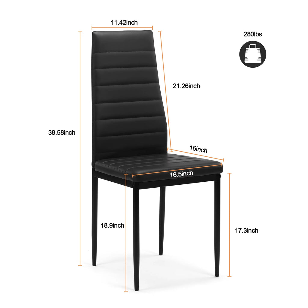 5 Pieces Tempered Glass Dining Table Set with 4 Faux Leather Chairs S3438