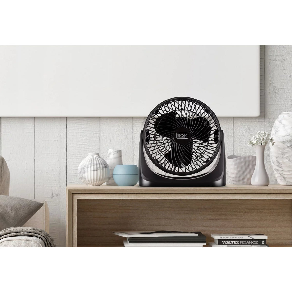 7 Inch Electric Portable Table Fan with Adjustable Tilt, Black K6843