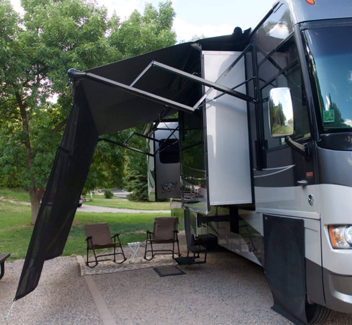 Black 17 x 8 Drop RV Awning EZ Zip Blocker Z20933