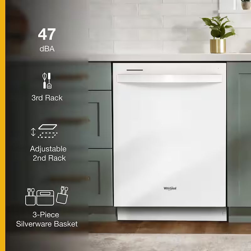 White Built-In Dishwasher with Third Level Rack L2895
