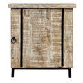 Antique White and Black Wooden Bedside Table with 1 Door R314692
