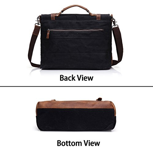 Waxed Canvas Leather Laptop Messenger Bag 15.6" B49250