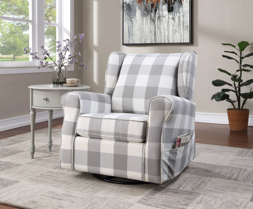 Gray Fabric Swivel Chair with Glider J79218