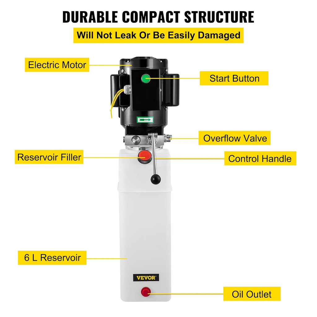 Hydraulic Power Unit 2.2KW 220V 3HP 50HZ 2750 PSI with 6L Plastic Reservoir W883491