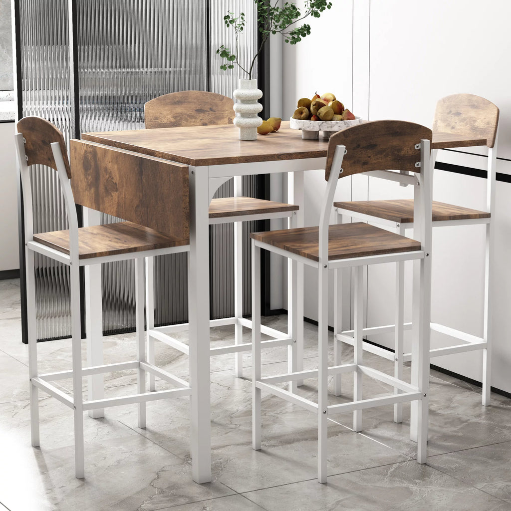 5 Piece Counter Height Dining Table Set with Drop Leaf and 4 Chairs I73203