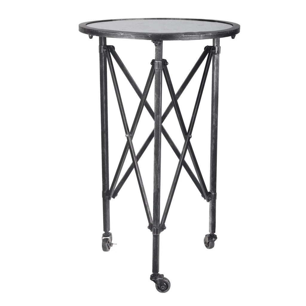 27 Inch Round Metal Glass Side Table C326637