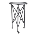 27 Inch Round Metal Glass Side Table C326637