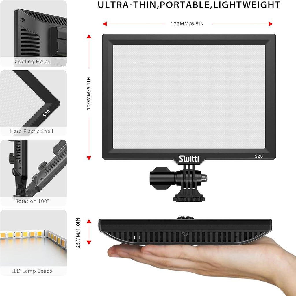 LED Video Light Panel for DSLR Cameras, 3200K-5600K, CRI95+, Pack of 2 N632