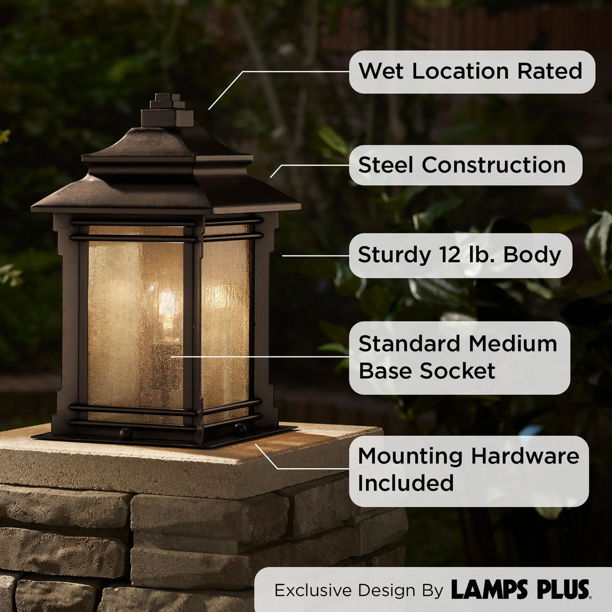 Rustic Farmhouse Outdoor Pier Mount Light Walnut Bronze Frosted Cream Glass V52301