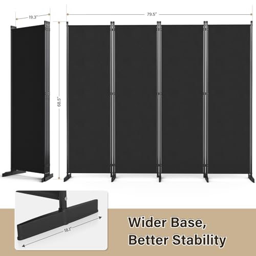 Black 4 Panel Room Divider V336