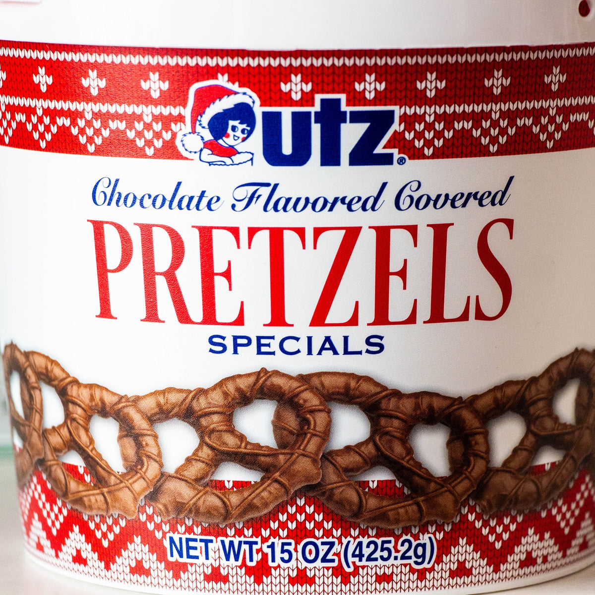 Chocolate Flavored Covered Holiday Pretzels (3, 15oz barrels) - Sweet and Salty Kettle Popcorn (1, 5.5oz) - 4 Items Total S5350