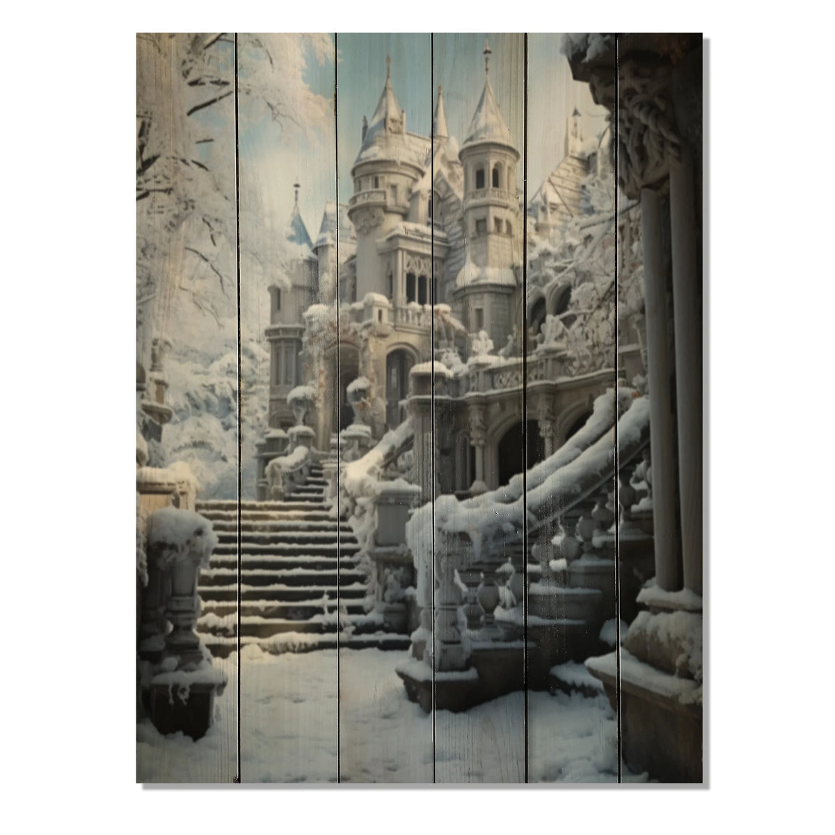 Natural Pine Wood Cityscapes Print J994