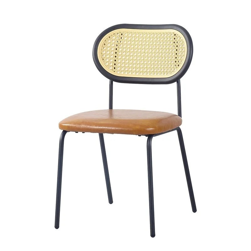 Boho Rattan Dining Chairs Set Of 2 Upholstered Brown C5683