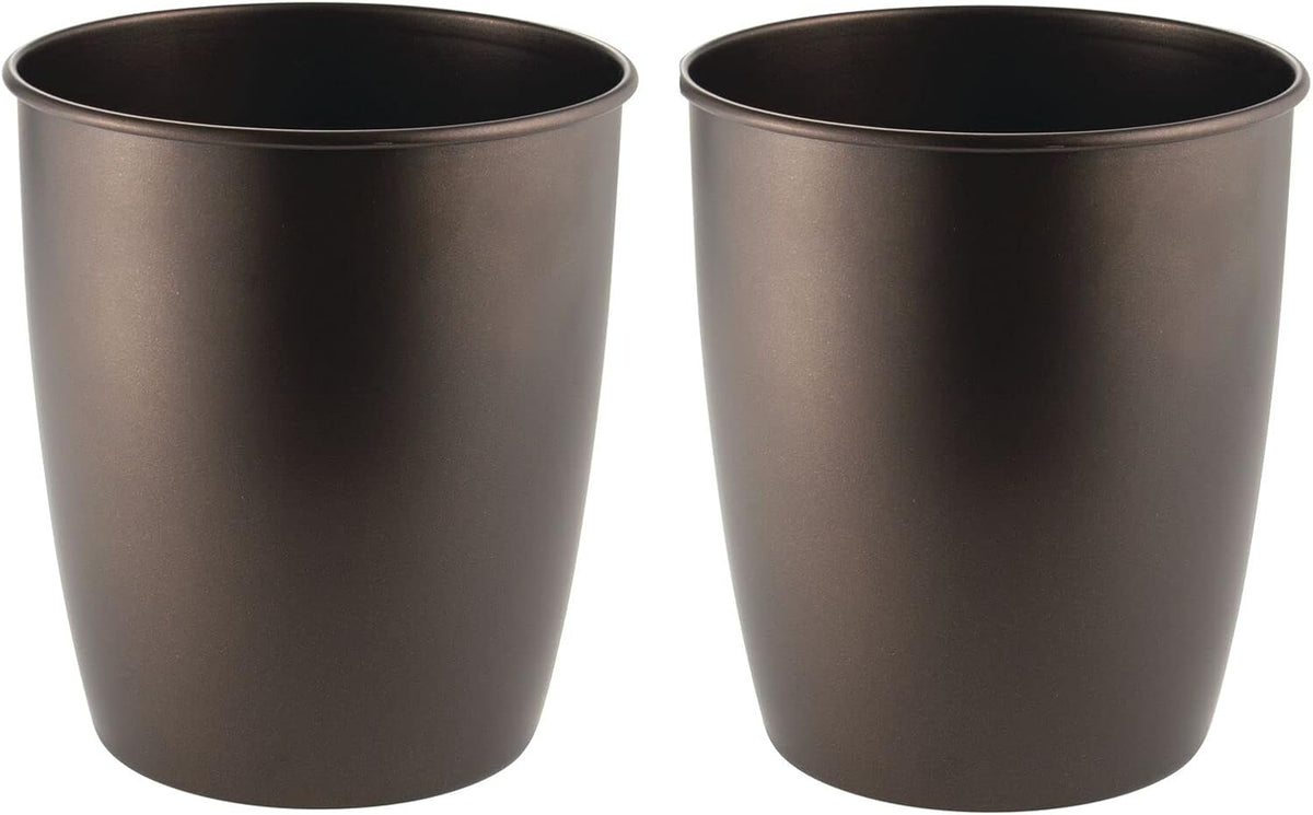 Round Metal Small Trash Can Wastebasket Bin 2 Pack Bronze T44530