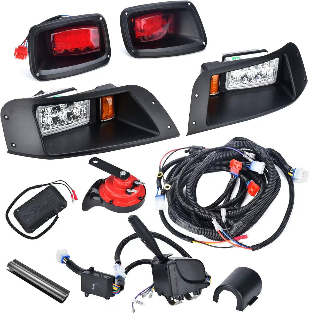 LED Headlight Tail Light Kit 12V with Turn Signal Wire Harness for Gas and Electric Golf Carts W10749